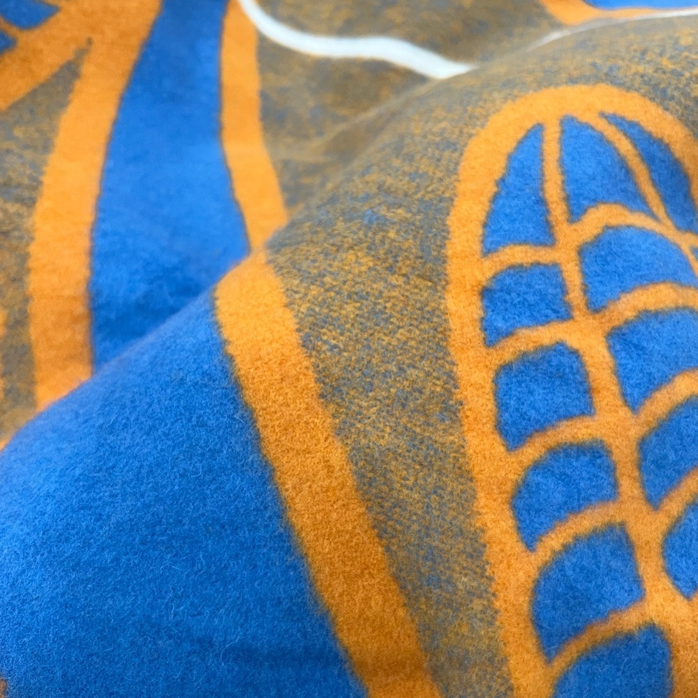 Cozy Wool Throw Blanket | NEW Orange & Blue | South Africa | Size 61”x65”